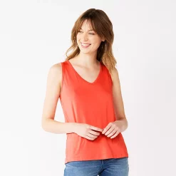 Petite Nine West Essential V-Neck Easy Tank -Clothing Sales Store 5234801 Red