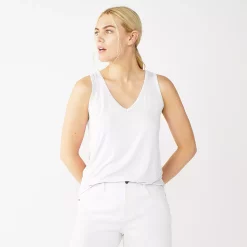 Petite Nine West Essential V-Neck Easy Tank -Clothing Sales Store 5234801 White