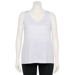 Plus Size Nine West Essential Easy V-Neck Tank -Clothing Sales Store 5235544 Blue Ikat Dot