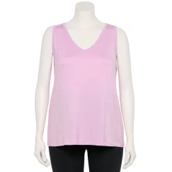 Plus Size Nine West Essential Easy V-Neck Tank -Clothing Sales Store 5235544 Lilac Necklace