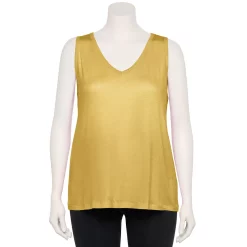 Plus Size Nine West Essential Easy V-Neck Tank -Clothing Sales Store 5235544 Santa Cruz Yellow