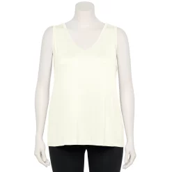 Plus Size Nine West Essential Easy V-Neck Tank -Clothing Sales Store 5235544 White Knight