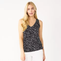 Women's Nine West Easy V-Neck Tank -Clothing Sales Store 5237679 Black Wood Diagonal