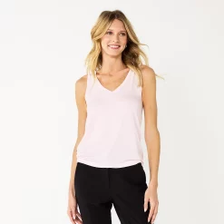 Women's Nine West Easy V-Neck Tank -Clothing Sales Store 5237679 Cascade Pink