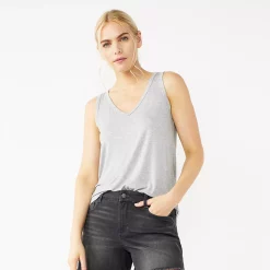 Women's Nine West Easy V-Neck Tank -Clothing Sales Store 5237679 Gray Fox Heather