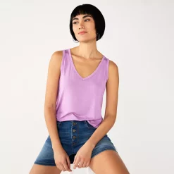 Women's Nine West Easy V-Neck Tank -Clothing Sales Store 5237679 Lupine Lilac