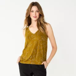 Women's Nine West Easy V-Neck Tank -Clothing Sales Store 5237679 Olive Floral