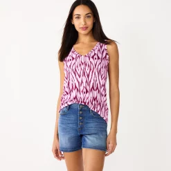 Women's Nine West Easy V-Neck Tank -Clothing Sales Store 5237679 Purple Ikat