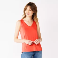 Women's Nine West Easy V-Neck Tank -Clothing Sales Store 5237679 Red