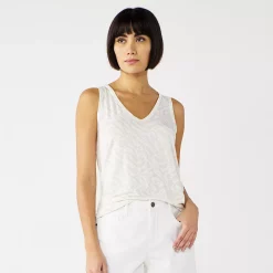 Women's Nine West Easy V-Neck Tank -Clothing Sales Store 5237679 White Zebra