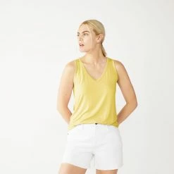 Women's Nine West Easy V-Neck Tank -Clothing Sales Store 5237679 Yellow