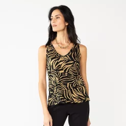Women's Nine West Easy V-Neck Tank -Clothing Sales Store 5237679 Zebra