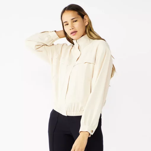 Petite Nine West Draped Bomber Jacket 1 Petite Nine West Draped Bomber Jacket -Clothing Sales Store 5243540 Firwood