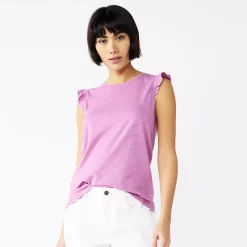 Petite Nine West Ruffle-Shoulder Top -Clothing Sales Store 5245225 Lavender Mauve