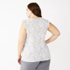 Plus Size Nine West Ruffle Shoulder Tank -Clothing Sales Store 5245346 ALT