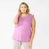 Plus Size Nine West Ruffle Shoulder Tank -Clothing Sales Store 5245346 Lavendar Mauve