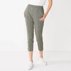 Women's Nine West Curvy Relaxed Pintucked Crop Pants -Clothing Sales Store 5245416 Camel Houndstooth