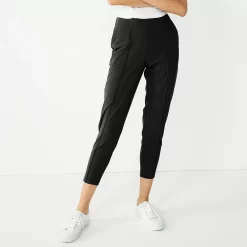 Women's Nine West Curvy Relaxed Pintucked Crop Pants -Clothing Sales Store 5245416 Mineral Black