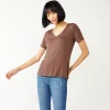 Petite Nine West Essential Short Sleeve V-Neck Tee -Clothing Sales Store 5246433 Amethyst Raisin