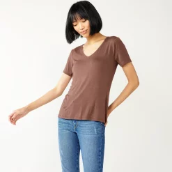 Petite Nine West Essential Short Sleeve V-Neck Tee