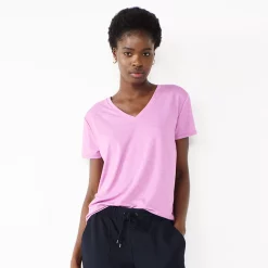 Petite Nine West Essential Short Sleeve V-Neck Tee -Clothing Sales Store 5246433 Lavender Mauve