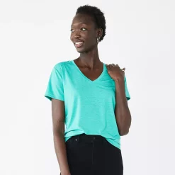 Petite Nine West Essential Short Sleeve V-Neck Tee -Clothing Sales Store 5246433 Reef