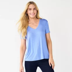 Petite Nine West Essential Short Sleeve V-Neck Tee -Clothing Sales Store 5246433 Valentina Peri
