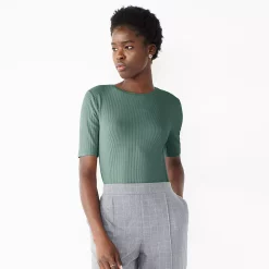 Petite Nine West Essential Elbow Sleeve Tee -Clothing Sales Store 5247058 Huxley Blue