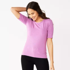 Petite Nine West Essential Elbow Sleeve Tee -Clothing Sales Store 5247058 Lavender Mauve