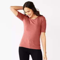 Petite Nine West Essential Elbow Sleeve Tee -Clothing Sales Store 5247058 Mauve Jewel