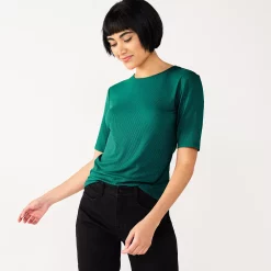 Petite Nine West Essential Elbow Sleeve Tee -Clothing Sales Store 5247058 Night Tide