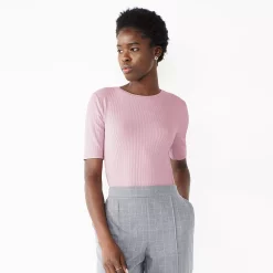 Petite Nine West Essential Elbow Sleeve Tee -Clothing Sales Store 5247058 Pink Hoodie