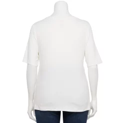 Plus Size Nine West Essential Fitted Elbow-Sleeve Tee -Clothing Sales Store 5247489 ALT