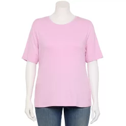 Plus Size Nine West Essential Fitted Elbow-Sleeve Tee -Clothing Sales Store 5247489 Lilac Necklace
