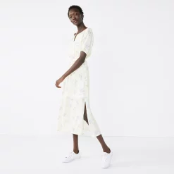 Women's Nine West Puff Sleeve Maxi Dress -Clothing Sales Store 5261378 Yellow Floral Camo