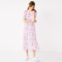 Clothing Sales Store 23 Petite Nine West Puff-Sleeve Midi Dress