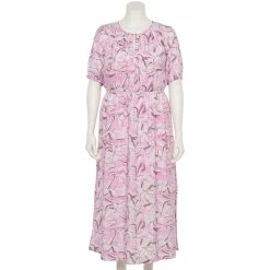 Plus Size Nine West Puff-Sleeve Chiffon Maxi Dress -Clothing Sales Store 5262085 Orchid Soft Floral