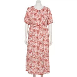 Plus Size Nine West Puff-Sleeve Chiffon Maxi Dress -Clothing Sales Store 5262085 Rust Floral Camo