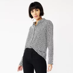 Petite Nine West Drapey Shirt -Clothing Sales Store 5262174 Black Mini Hearts