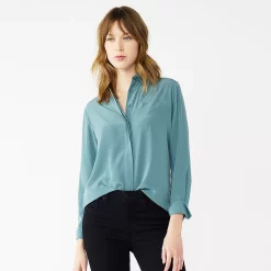 Petite Nine West Drapey Shirt -Clothing Sales Store 5262174 Huxley Blue