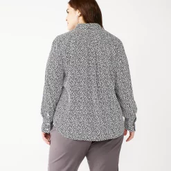 Plus Size Nine West Drapey Button Down Shirt -Clothing Sales Store 5262413 ALT