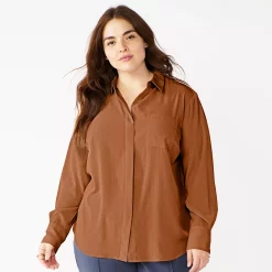 Plus Size Nine West Drapey Button Down Shirt -Clothing Sales Store 5262413 Mocha Frosting