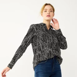 Women's Nine West Drapey Button Down Shirt -Clothing Sales Store 5271741 Black Snake