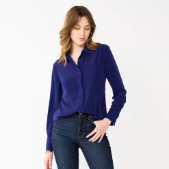 Women's Nine West Drapey Button Down Shirt -Clothing Sales Store 5271741 Clara Purple