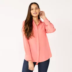 Women's Nine West Drapey Button Down Shirt -Clothing Sales Store 5271741 Cruz Coral