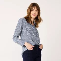 Women's Nine West Drapey Button Down Shirt -Clothing Sales Store 5271741 Horizon Stripe