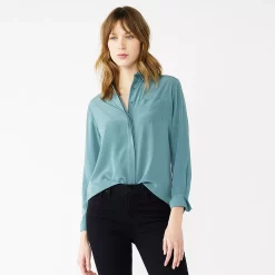 Women's Nine West Drapey Button Down Shirt -Clothing Sales Store 5271741 Huxley Blue