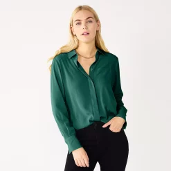 Women's Nine West Drapey Button Down Shirt -Clothing Sales Store 5271741 Lavish Green