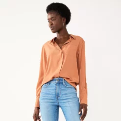 Women's Nine West Drapey Button Down Shirt -Clothing Sales Store 5271741 Mocha Frosting