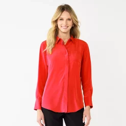 Women's Nine West Drapey Button Down Shirt -Clothing Sales Store 5271741 Parker Orange